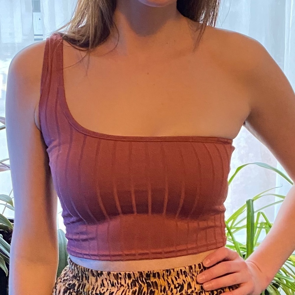 Boohoo One Shoulder Rust Crop Top Size 6